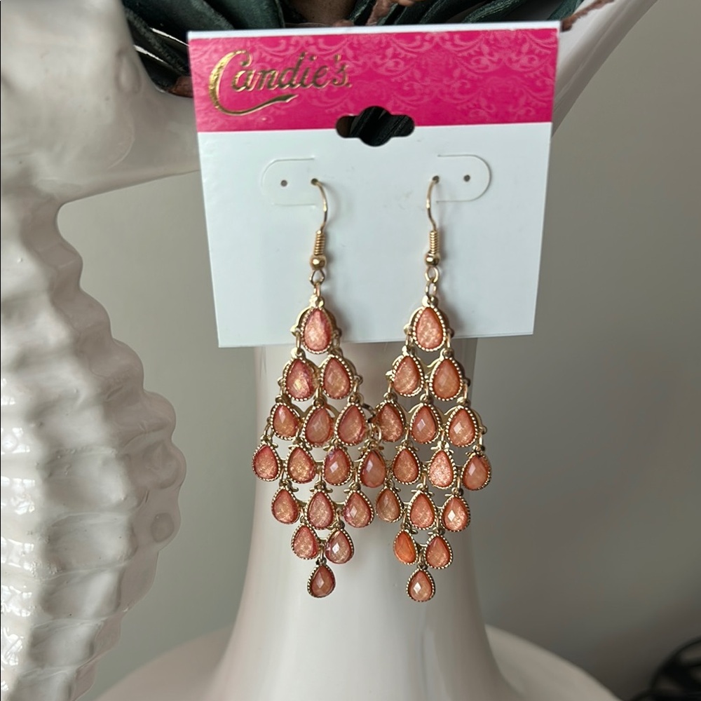 Candie's Pink Cascading Earrings with Boho Charm